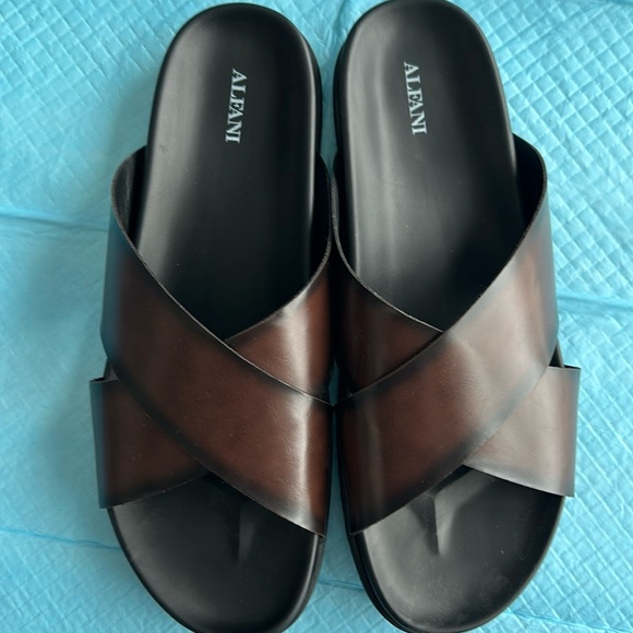 Men’s size 13 Alfani leather sandals NEVER worn one pair in BLACK one in BROWN main image 7